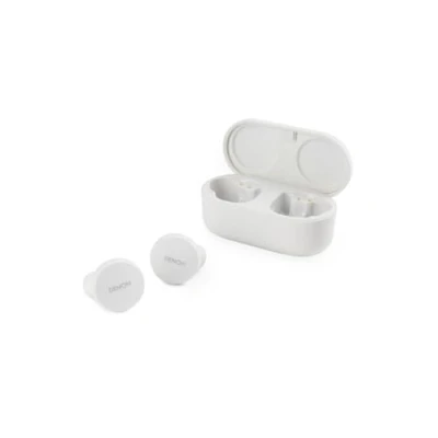 Immagine di Denon PerL Auricolari True Wireless, profilo audio personalizzato, cancellazione del rumore, resistenti all&#039;acqua, con microfoni integrati e batteria a lunga durata, colore: bianco