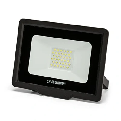 Immagine di Velamp PADLIGHT5 Proiettore LED SMD 30W Impermeabile IP65 Luce Bianco Naturale 4000K Colore Nero Ideale per Esterni