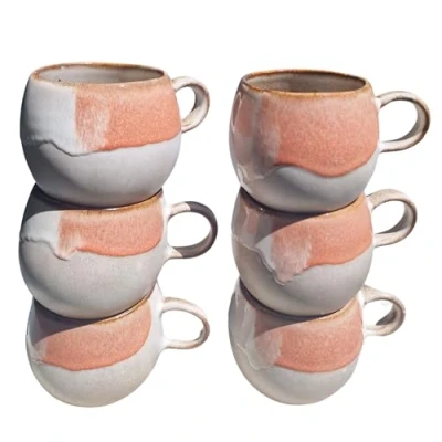 Immagine di PintoCer 6 tazze con manico, in ceramica di gres, ideali per caffè, latte, tè e cioccolato, adatte lavastoviglie forno a microonde