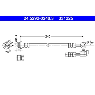 Immagine di ATE 24.5292 0240.3 Tubi Freno 240 M10x1 NISSAN: Qashqai / Qashqai+2 I, 2