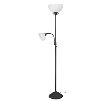 Immagine di Reality, Piantana, Country 1xE27, max.100,0 W 1xE14, max.40,0 Vetro, Alabastro, Finitura: Metallo, Ruggine L:30,0cm, A:184,0cm, P:48,0cm Interrutore,IP20,Senza illuminante