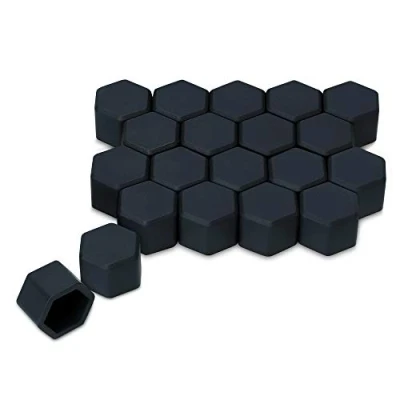 Immagine di kwmobile 20x Copribulloni compatibile con dadi delle ruote da 19 mm Set 20 coperture bulloni ruota auto Copricerchi in nero