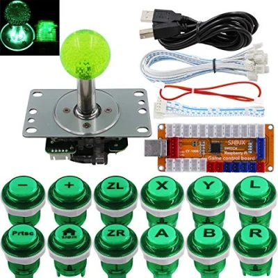 Immagine di SJ@JX Arcade Game LED Controller Lamp USB Encoder Gamepad Cherry MX Microswitch Light Button 4 8way Joystick for Nintendo Switch PC PS3 Raspberry Pi MAME