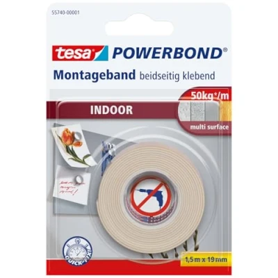 Immagine di tesa, Nastro biadesivo per fissaggio Powerbond, interni, 1,5 m x 19 mm
