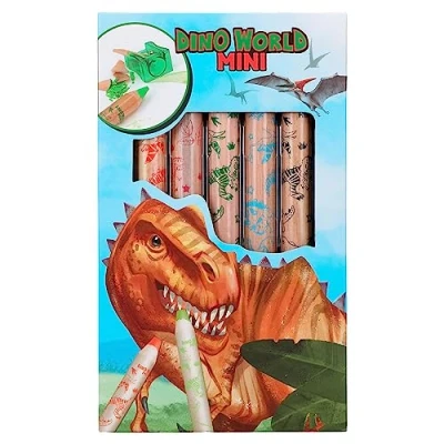 Immagine di Depesche 12180 World Mini Dino Crayons, 5 matite Colorate Spesse con temperino, per disegnare e dipingere