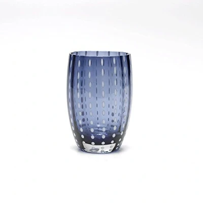 Immagine di Zafferano Perle Bicchiere Tumbler Lavorato a Mano in Vetro Colorato Trasparente cl 32 h 109mm d 71mm, Set 6 Pezzi, Blu Grigio
