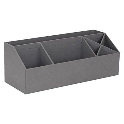 Immagine di Bigso Box of Sweden Organizer scrivania con 4 scomparti Scatola da per note, graffette, penne e altro Portacancelleria in fibra di legno carta grigio