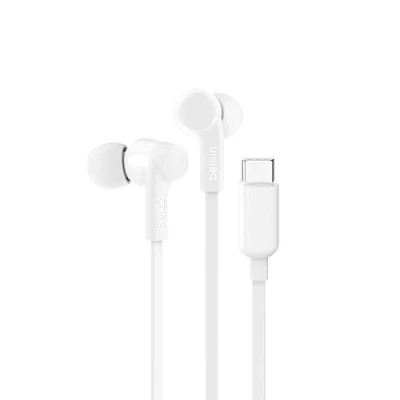 Immagine di Belkin SoundForm auricolari con filo e connettore USB C, in ear microfono, cuffie C per iPhone 15, iPad mini, Galaxy S24, dispositivi Android altri (cuffie microfono), bianco