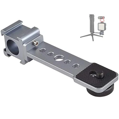 Immagine di Supporto triplo per microfono con giunto cardanico a scarpa fredda, adattatore barra di estensione DJI OM4 OSMO Mobile 3, Smooth 4, Hohem iSteady Mobile+, Feiyu, MOZA, DSLR,