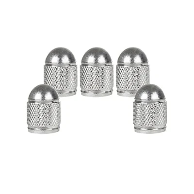 Immagine di SENZEAL 5 Pezzi Tappi Valvole Pneumatici Bullet Stile Universale Tappino Gomme Auto in Alluminio Cappucci Delle per Biciclette Camion Moto Argento