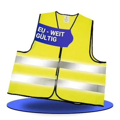 Immagine di elasto Gilet di sicurezza in sacchetto plastica, certificato EN ISO 20471, taglia unica, XXL, con strisce riflettenti (1)