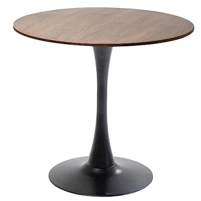 Immagine di Kare Design tavolo Schickeria, marrone noce/nero, tondo, diametro 80cm, cucina/sala da pranzo/ufficio, stile classico moderno, linee semplici, 80x80x74cm (A/L/P)