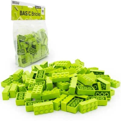 Immagine di LEGO 2x4 Mattoncini Classic, Lime (verde), 100 pezzi Parti singoli nella confezione grande, mattoni basici Basic Bricks (3001)