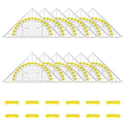 Immagine di ADERTOS 12 Pezzi Righello Triangolare Plastica Squadra per Geometria Triangolo Geometrico Goniometro in Studenti Ufficio, Scuola, Pittura