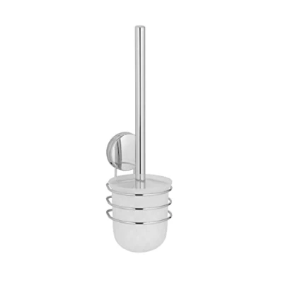 Immagine di WENKO Set WC Osimo Static Loc Plus, portascopino igienico, fissaggio senza trapano, tenuta sicura mediante aderenza statica su superfici lisce ed impermeabili, 10 x 37 11 cm, acciaio