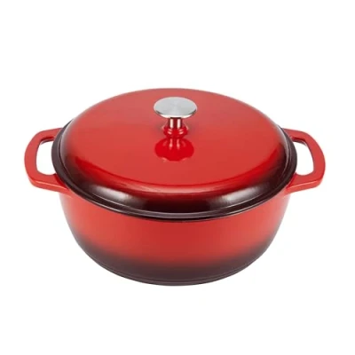 Immagine di Amazon Basics Rotondo Casseruola “forno olandese in ghisa smaltata, 5.6 L, Rosso
