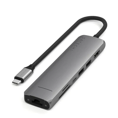 Immagine di Satechi Slim 7 Multiport Hub Space Grey (USB C, 7 Porti), Docking station + USB, Grigio