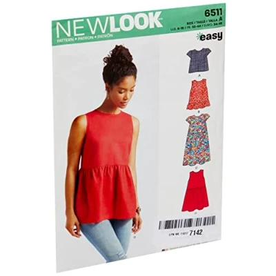 Immagine di semplicità Modello New Look Tops Donna con Lunghezza Maniche e Varianti, cartamodello, Bianco