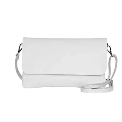 Immagine di AmbraModa GLX11 Borsa a tracolla da donna, in vera pelle, con rimovibile e regolabile, adatta per cellulari tablet fino 7 pollici, (bianco)