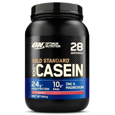 Immagine di Optimum Nutrition Gold Standard 100% Casein, Caseina Micellare in Polvere, Proteine a Lento Rilascio con Zinco, Magnesio e AA, Supporta la Crescita Muscolare, Gusto Fragola, 28 Porzioni, 924 g