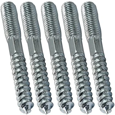 Immagine di AERZETIX C44778 Set di 5 vite a doppio filetto prigioniero punto metallo/legno con o senza tasselli Ø8x70mm acciaio zincato colore argento