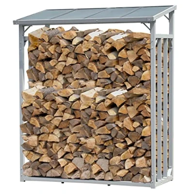 Immagine di QUICK STAR Scaffale per legna da ardere, in alluminio, antracite, 143 x 70 185 cm, 1,8 m3/2,5SRM, supporto impilabile esterni #1