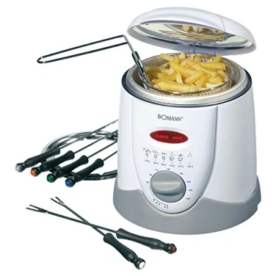 Immagine di Bomann FFR 1290 Friggitrice e macchina per la fonduta 840 W Con regolazione manuale della temperatura Bianco, Grigio