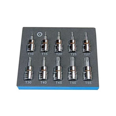 Immagine di BERGEN 10pc 3/8 unità 48 mm lungo S2 antimanomissione Torx Bit Bussole T10 T55 ber1177