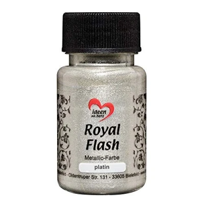 Immagine di ideen mit herz Colore acrilico metallico Royal Flash con riflessi metallici e particelle glitterati fini Vernice brillante metallizzata per gagliette 50 ml (platino)