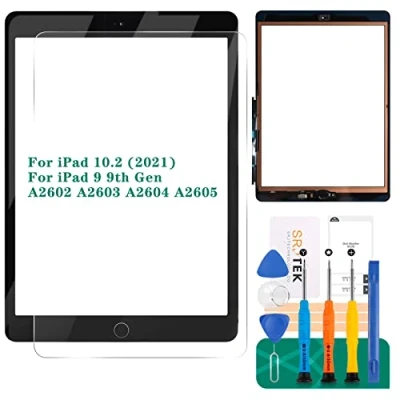 Immagine di per iPad 9a generazione Touch Screen 9 A2602 Sostituzione dello schermo 10.2 2021 Digitizer A2603 A2604 A2605 Pannello sensore in vetro (con pulsante Home) (nero)