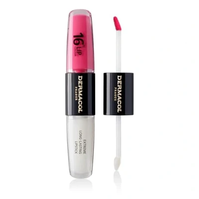 Immagine di NUOVO Dermacol Colore labbra 16 ore, lucidalabbra ad alta pigmentazione, bifasico, trucco a prova di bacio con finitura opaca e brillantezza, no. 18, Cotton Candy