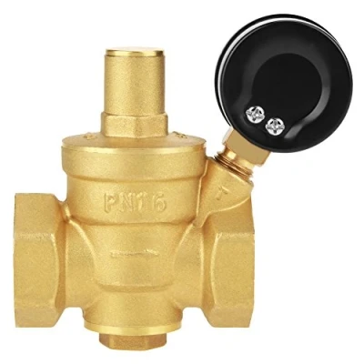 Immagine di DN25 Valvola di scarico in ottone Regolatore riduzione della pressione dell&#039;acqua regolabile Riduttore + Indicatore livello