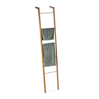 Immagine di Relaxdays Portasciugamani a Scala, in Bambù, Bagno e Cucina, 5 Pioli, Appendiabiti Teli, HxLxP: 180x35x20 cm, Naturale