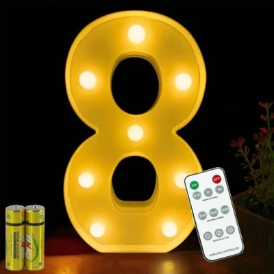 Immagine di HONPHIER® Numero luce 3D con telecomando, lettere, illuminazione per notturna, decorazione compleanno