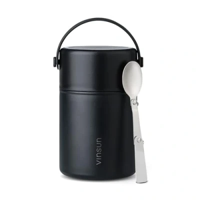 Immagine di VINSUN Contenitore Termico per Alimenti 800ml, Acciaio Inossidabile, Cucchiaio Pieghevole, a Prova di Perdite, Porta Pranzo Ufficio, Scuola, Campeggio