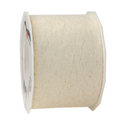 Immagine di Präsent C.E. Pattberg Derby Color Crema, 27 m Pizzo per Confezioni, Larghezza 7,1 cm, Accessori Decorazioni e Artigianato, Nastro Decorativo confezionare Regali, 72mm 25m, 22 unità
