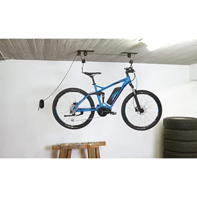 Immagine di Fischer Supporto per biciclette ed e bike, portata fino a 30 kg, sollevatore soffitto con altezza 4 m, meccanico