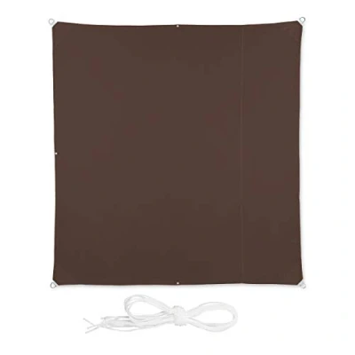 Immagine di Relaxdays Tenda a Vela Quadrata, Idrorepellente, Anti UV, con Corde di Supporto, Terrazza, Giardino, LxP: 2x2 m, Marrone