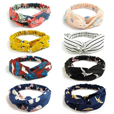 Immagine di DRESHOW 8 Pezzi Fasce per Capelli Elastica Turbante Fascia Cerchietti Annodato Accessori Donna e Ragazza