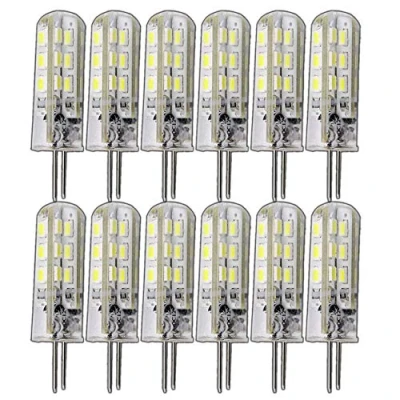 Immagine di 12 lampadine dimmerabili G4 da 1,5 Watt, con 24 LED SMD, bianco caldo, V DC, attacco bispina, illuminazione a 360, alogene (ricambio per lampadina alogena 10 W)