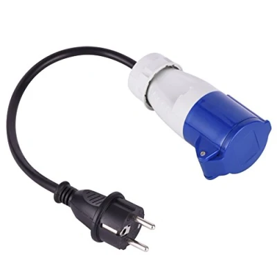 Immagine di Electraline 20848043F Adattatore Caravan con Cavo in Gomma IP44 da Presa CEE (2P+T) a Spina Schuko, Lunghezza 30 cm H07RN F 3G1.5mm, Adatto per Camper, Campeggio, Caravan, Barca, Cantiere