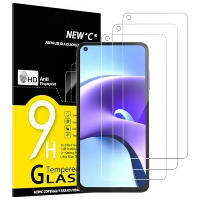 Immagine di NEW&#039;C 3 Pezzi, Vetro Temperato per Xiaomi Redmi Note 9T 5G, Pellicola Prottetiva Anti Graffio, Impronte, Senza Bolle, Durezza 9H, 0,33mm Ultra Trasparente, Resistente