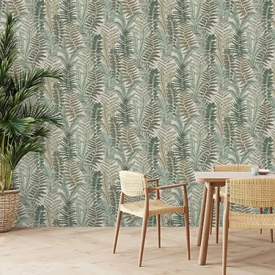 Immagine di A.S. Creation Famous Garden 393474 Carta da parati in tessuto non Alberi e foglie, 10,05 x 0,53 m Beige