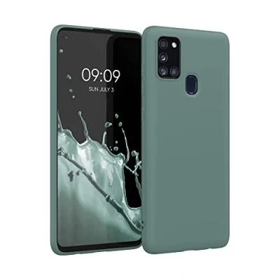 Immagine di kwmobile Custodia Compatibile con Samsung Galaxy A21s Cover Back Case per Smartphone in Silicone TPU Protezione Gommata verde blu