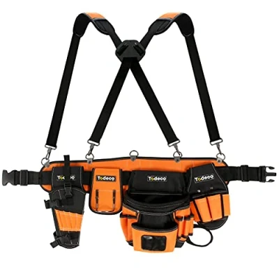 Immagine di Todeco Cintura porta Strumenti, Borsa per attrezzi con Baudrier regolabile, fai da te magnetica, strumenti il fissaggio di viti, bulloni, chiodi, bit, elementi fissaggio,