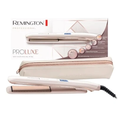 Immagine di Remington piastra per capelli PROluxe Tecnologia OPTIheat Risultati di Styling lunga durata in un solo movimento Rivestimento ceramico Ultimate; Display LCD, 150 230C, S9100
