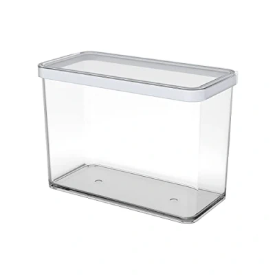 Immagine di Rotho Loft Contenitore Rettangolare con Coperchio e Guarnizione, Plastica (SAN) senza BPA, Trasparente/Bianco, 2.1 L, 20.0 x 10.0 14.2 cm