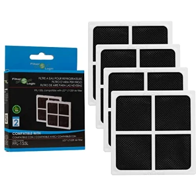 Immagine di FilterLogic FFL 155L Pacco da 4 Filtro dell&#039;aria per frigorifero Compatibile con LG Pure N Fresh ADQ73214405 ADQ73214404 ADQ73214408 LT120F antibatterico