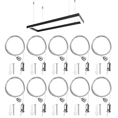 Immagine di Set Di Cavi Sospensione In Acciaio, 10 Pezzi Cavetto Acciaio Inossidabile Kit, Kit Universale Per Pannello Led, Lampada Acquario, Accessori Inclusi