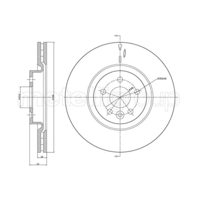 Immagine di METELLI Disco freno VOLVO: V60 I, S60 II, XC70 II Station Wagon 336,0mm 28,0mm 5 ventilato 23 1182C Dischi freno, dei freni